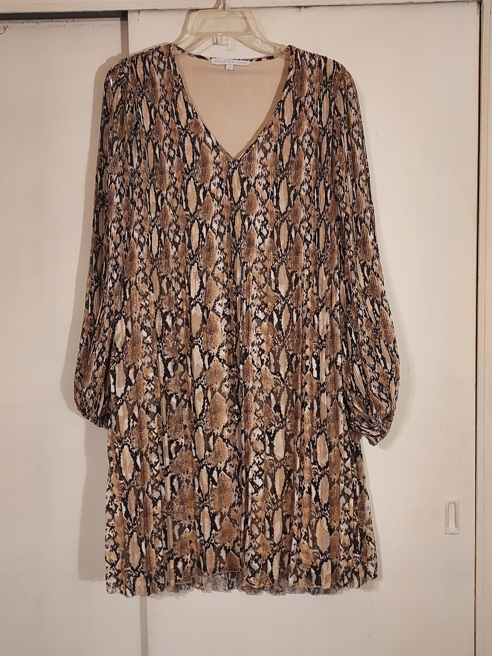 Preston & York Small  Snake Print Chiffon V-Neck Dress